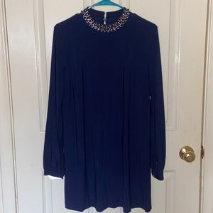 Navy Beaded Collar Cynthia Steffe Cocktail Shift Dress